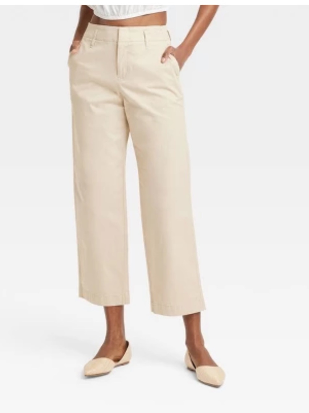a new day Cream High-Rise Straight Cropped Pants